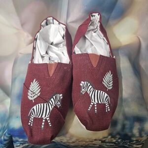 NWOT Toms Maroon Slip-On Shoes